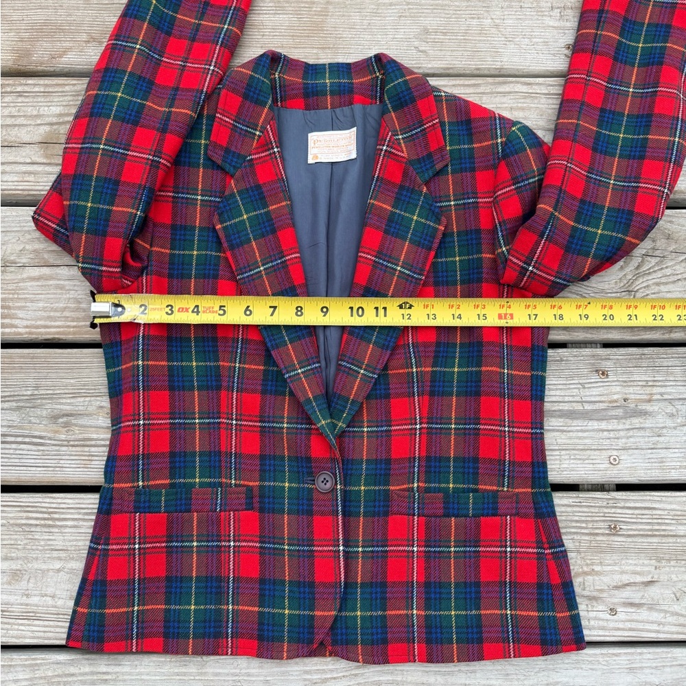 Women’s Pendleton Red Plaid Single Button Blazer … - image 4